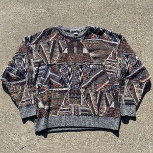 Vintage Geometric Wool Blend Sweater North Winds By Cotton Traders